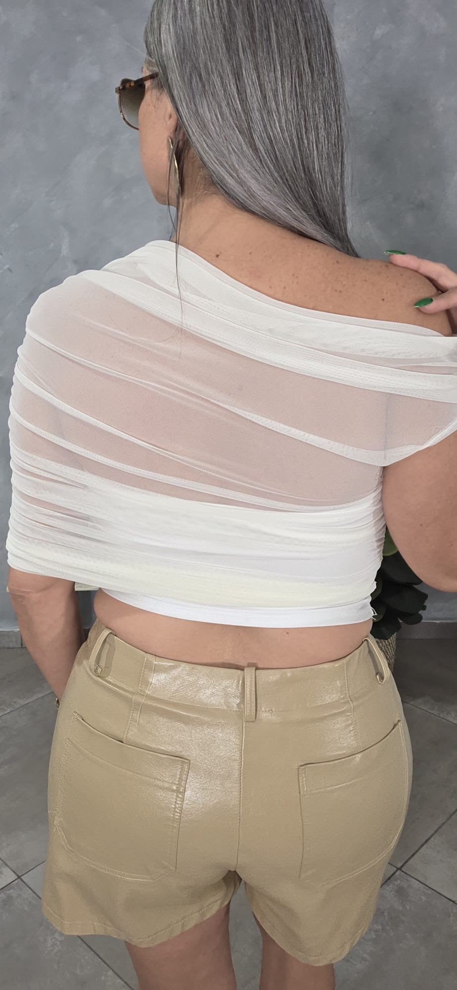 Mesh white top