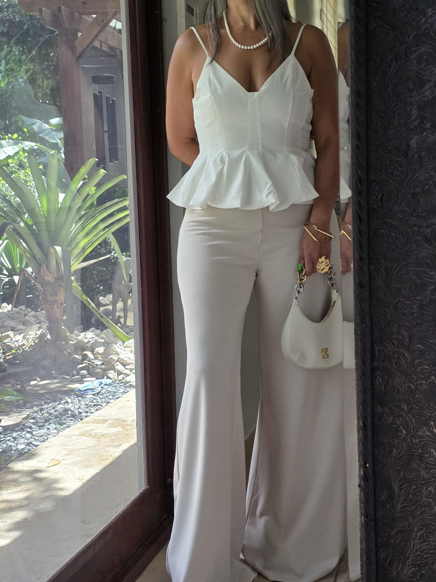 High Waist Cream Trousers