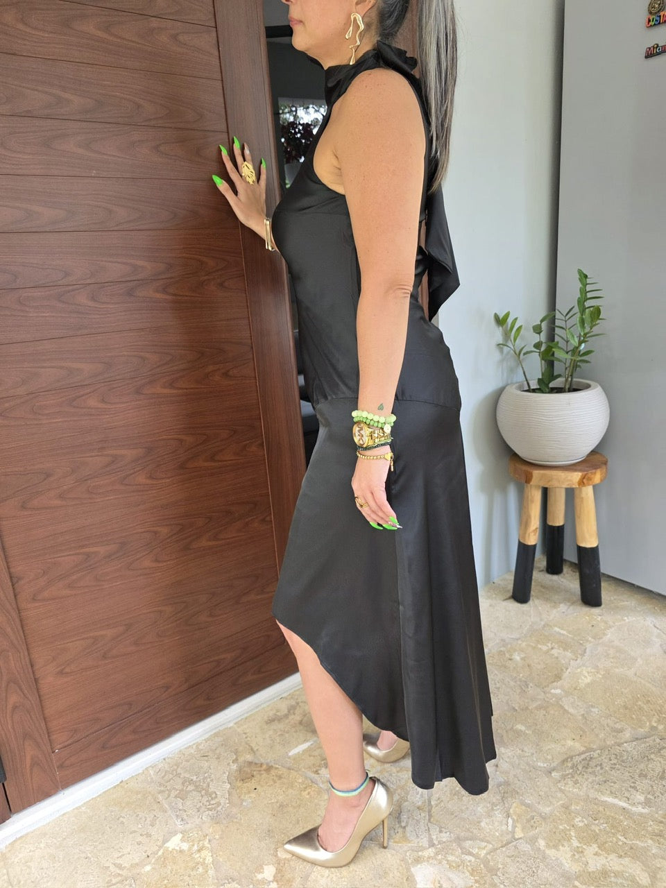 Halter Black Midi Dress