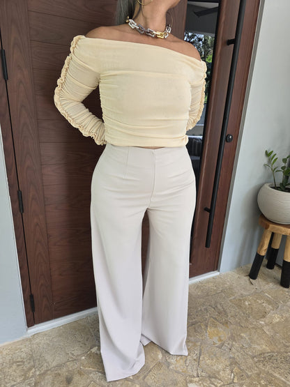 High Waist Cream Trousers