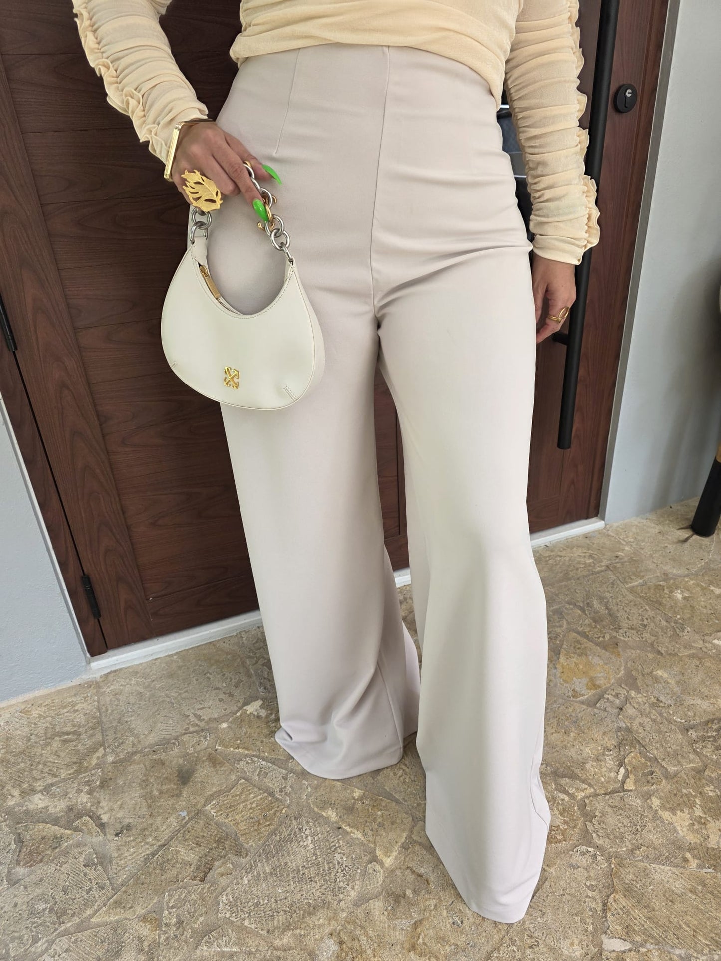 High Waist Cream Trousers