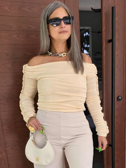 Long-Sleeve Shirt with Ruffles