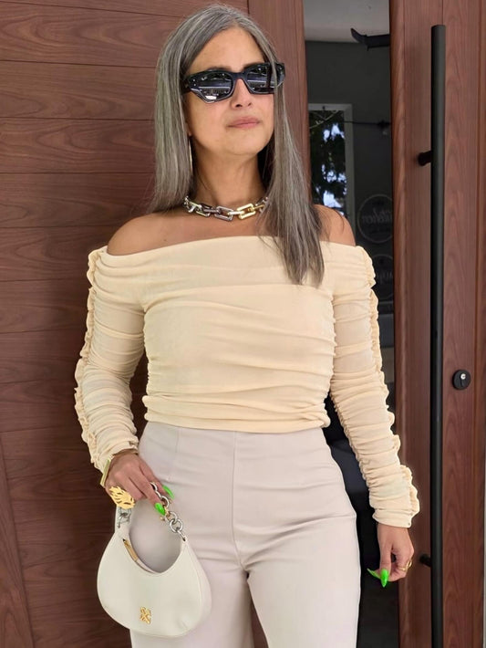Long-Sleeve Shirt with Ruffles