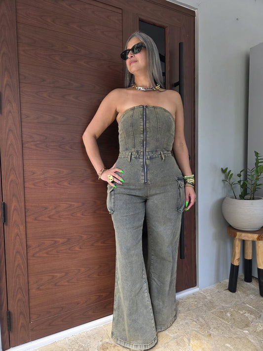 Denim Tube Jumpsuit