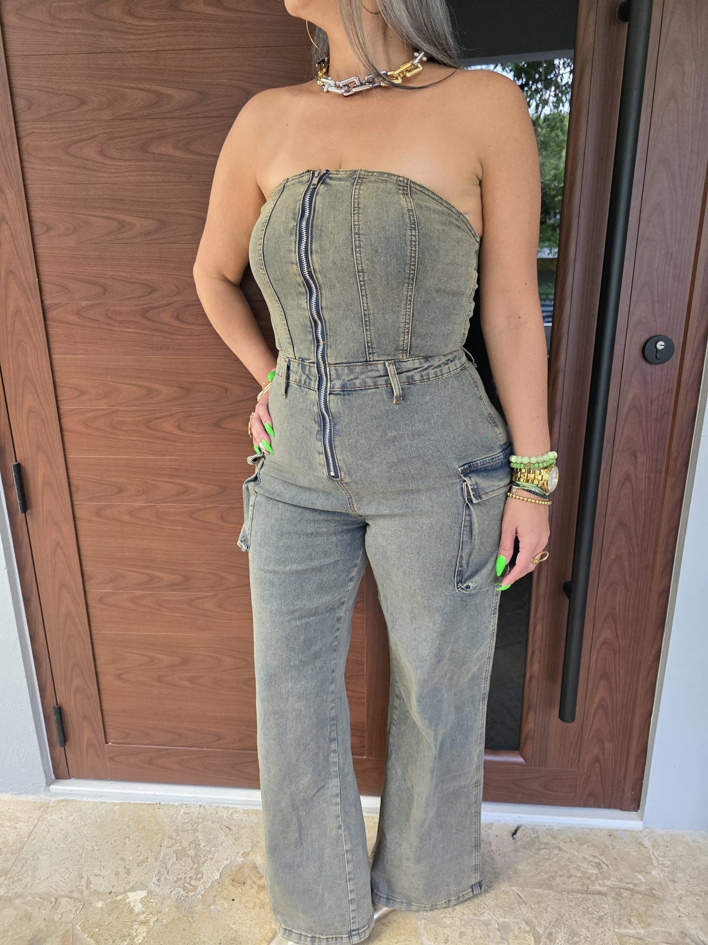 Denim Tube Jumpsuit